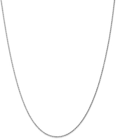 Solid 14k White Gold 1.15mm Rope Chain Necklace - with Secure Lobster Lock Clasp in Kuwait