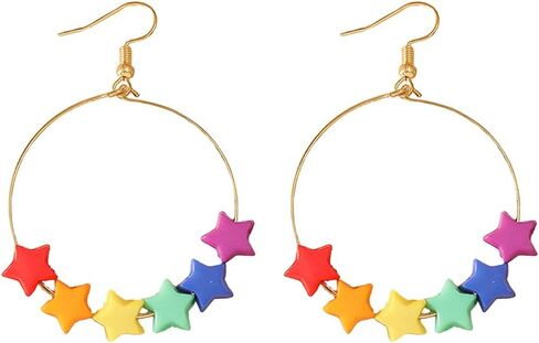 TIANBANGSHI Unique Cute Resin Dangle Drop Earring Funny Cartoonn Rainbow Color stars Drop Earrings Acrylic Tassel Earrings for Women Girls Jewelry Gifts in Saudi Arabia