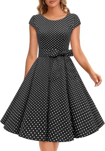 Dressystar Women Vintage 1950s Retro Rockabilly Prom Dresses Cap-Sleeve in Saudi Arabia