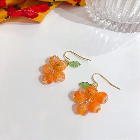 SUANTIANMG بوهو ريترو اليدوية الفاكهة البرتقال أقراط فريد الشرابة لطيف الإبداعية استرخى إسقاط أقراط للنساء مجوهرات للبنات هدايا in Kuwait