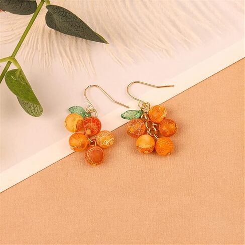 SUANTIANMG بوهو ريترو اليدوية الفاكهة البرتقال أقراط فريد الشرابة لطيف الإبداعية استرخى إسقاط أقراط للنساء مجوهرات للبنات هدايا in Kuwait
