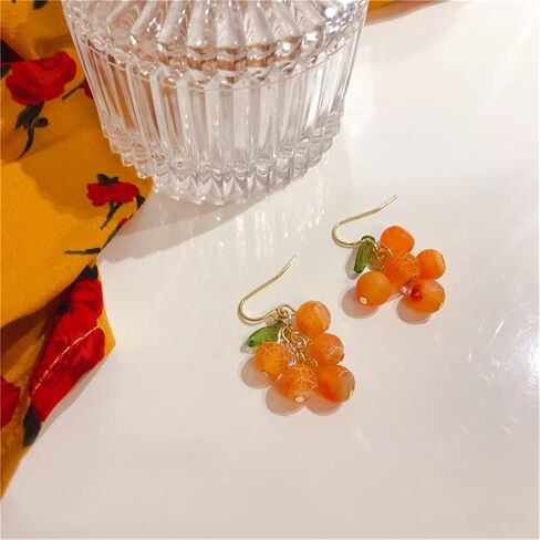 SUANTIANMG بوهو ريترو اليدوية الفاكهة البرتقال أقراط فريد الشرابة لطيف الإبداعية استرخى إسقاط أقراط للنساء مجوهرات للبنات هدايا in Kuwait