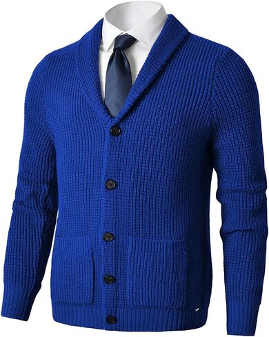 Men's Shawl Collar Cardigan Sweater - Cable Knit, Button-Up, Merino Wool - A Modern Classic That Never Goes Out of Style in Saudi Arabia