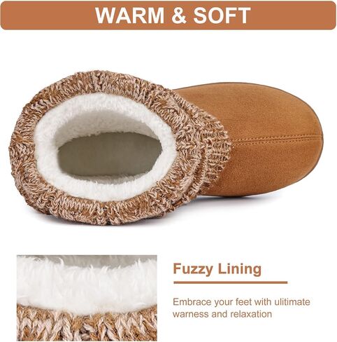 FamilyFairy Women's Woolen Yarn Knit Bootie Slippers Comfy Warm Plush Fleece Memory Foam House Shoes for Indoor Outdoor in Saudi Arabia