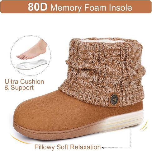 FamilyFairy Women's Woolen Yarn Knit Bootie Slippers Comfy Warm Plush Fleece Memory Foam House Shoes for Indoor Outdoor in Saudi Arabia