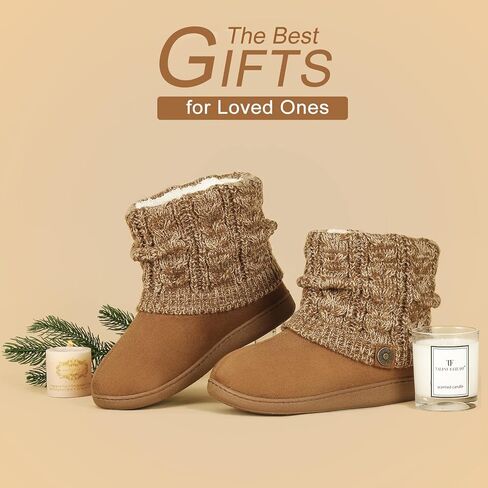FamilyFairy Women's Woolen Yarn Knit Bootie Slippers Comfy Warm Plush Fleece Memory Foam House Shoes for Indoor Outdoor in Saudi Arabia