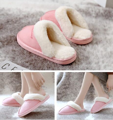Womens Slippers Soft Plush Warm House Shoes Anti-Slip Fluffy Fur Indoor/Outdoor Slippers in Saudi Arabia