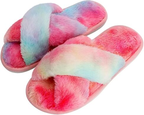 DOIOWN شباشب نسائية غامضة من الإسفنج الذكي شباشب منزل لطيفة قطيفة منفوش فروي مفتوح من الأمام أحذية منزلية هدايا وصيفة العروس لحفلات الزفاف in Kuwait