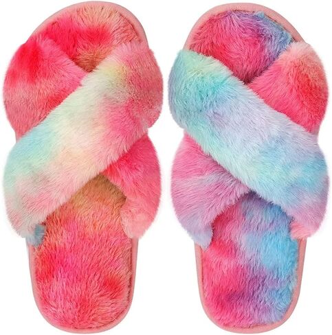 DOIOWN شباشب نسائية غامضة من الإسفنج الذكي شباشب منزل لطيفة قطيفة منفوش فروي مفتوح من الأمام أحذية منزلية هدايا وصيفة العروس لحفلات الزفاف in Kuwait