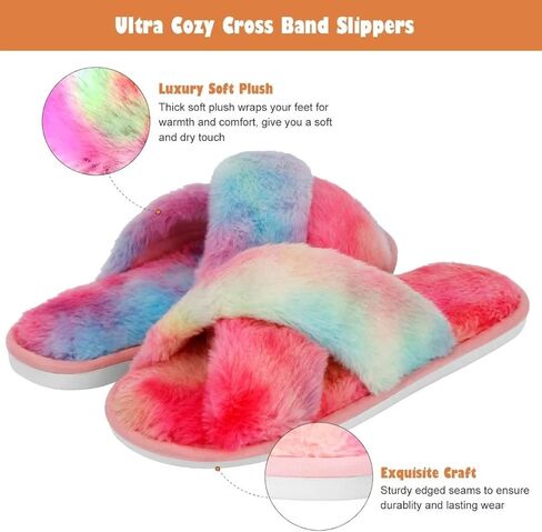 DOIOWN شباشب نسائية غامضة من الإسفنج الذكي شباشب منزل لطيفة قطيفة منفوش فروي مفتوح من الأمام أحذية منزلية هدايا وصيفة العروس لحفلات الزفاف in Kuwait