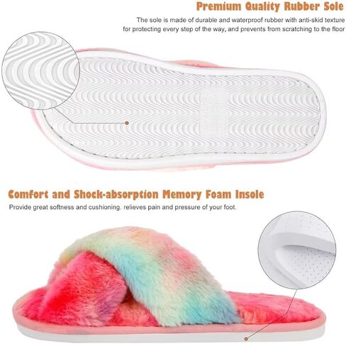 DOIOWN شباشب نسائية غامضة من الإسفنج الذكي شباشب منزل لطيفة قطيفة منفوش فروي مفتوح من الأمام أحذية منزلية هدايا وصيفة العروس لحفلات الزفاف in Kuwait