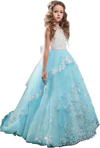 Flower Girl Dress Kids Lace Beaded Pageant Ball Gowns in Kuwait