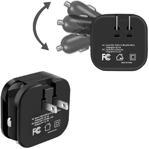 مجموعة شاحن سيارة USB حائطي، 2.1 أمبير 2 في 1 بمنفذ مزدوج USB لشاحن السفر للسيارة، قابس قابل للطي متوافق مع iPhone 13 12 11 Pro Max XS 8 7 6 Plus iPad Samsung Galaxy S21 S20 S10 S9 HTC LG Pixel Kindle in Kuwait