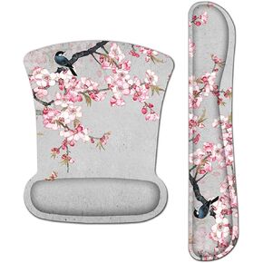 Ergonomic Memory Foam Keyboard Mouse Pad Set with Wrist Rest Support,Non-Slip Hand Wrist Cushion for Laptop/Notebook/Desktop/Computer/Gaming/Office,Easy Typing& Pain Relief (Flowers & Bowknot) in Kuwait