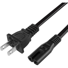 2 Prong Power Cord for Samsung Smart TV UN32 UN40 UN43 UN48 UN49 UN50 UN55 UN60 UN65 UN70 UN75 UN78 Series AC Power Cable Replacement