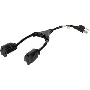 مونوبرايس مقسم سلك الطاقة - 6 قدم - أسود | NEMA 5-15P إلى 2X NEMA 5-15R، 16AWG، 13A، SJT، توصيل جهازين بمنفذ طاقة واحد in Kuwait