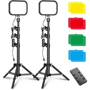 APEXEL Photography Video Lighting Kit, LED Dimmable 5600K USB Studio Lights for Video Recording with Adjustable Tripod Stand and Color Filters for Camera/Live Streaming/Video Conference/Vlogging in Kuwait