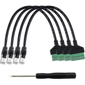 Teansic 4 Packs 1ft RJ45 Male to 8 Pin Screw Terminal Connector, RJ45 Screw Terminal for Cat 5/5e/6 Ethernet Extender CCTV Digital DVR Network Adapter (Male)