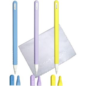 مجموعة من 3 حافظات سيليكون من ColorYourLife تغطي الأكمام متوافقة مع Apple Pencil الجيل الثاني (وردي أرجواني أزرق) in Kuwait
