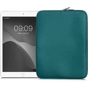 kwmobile Neoprene Pouch Compatible with 12,4"-12,9" Tablet - Universal Sleeve Case Cover with Zipper for Tablet - Dark Green