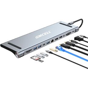 قاعدة شحن USB C: شاشة مزدوجة 4K HDMI VGA 12 منفذ ثاندربولت عالمي - لأجهزة ماك بوك ثينك باد سيرفيس لاب توب in Kuwait