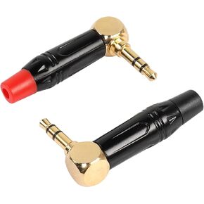 YACSEJAO 1/8" Replacement TRS Plugs 2-Pack Heavy Duty 3.5mm Solder Type DIY Audio Cable Connector for 3 Pole Stereo Equipment