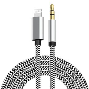 كابل مقبس صوت Aux، 3.5 مم، [معتمد من Apple MFi] 3.3 أقدام كابل Aux لهاتف iPhone من النايلون المضفر متوافق مع iPhone 14 13 12 11 XS XR X iPad iPod إلى السيارة/مكبر الصوت/Home Stereo/سماعة الرأس in Kuwait