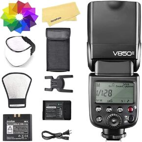 Godox V850II Kit Camera Flash Speedlite Speedlight for Canon Sony Nikon Pentax Fuji Olympus Panasonic Camera,GN60 2.4G 1/8000s HSS 650 Full-Power Flashes,1.5s Recycle Time in Kuwait