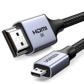 كابل UGREEN 8K Micro HDMI إلى HDMI بطول 3.3أقدام، 2.1 هيكل من الألومنيوم مضفر بسرعة 48 جيجابت في الثانية فائقة السرعة 8K@60 هرتز، 4K@120 هرتز يدعم HDR eARC Dolby متوافق مع GoPro Raspberry Pi 4 Sony Camera Nikon in Kuwait