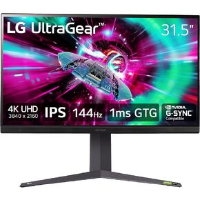 LG 32" UltraGear 4K UHD (3840x2160) Gaming Monitor, 144Hz, 1ms, VESA DisplayHDR 400, G-SYNC and AMD FreeSync Premium, HDMI 2.1, DisplayPort, 4-Pole HP Out DTS HP:X, Tilt/Height/Pivot Stand, Black in Kuwait