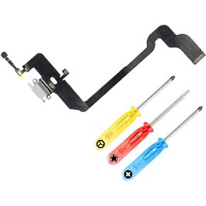 MMOBIEL Dock Connector Compatible with iPhone Xs - 5.8 inch - 2018 - Charging Port Flex Cable - Headphone Port/Microphone/Antenna Replacement - Incl. Screwdrivers - Silver