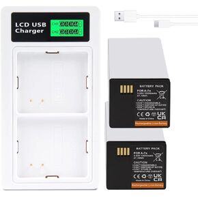 GELINTO 2 حزمة بطارية ممتدة XL قابلة لإعادة الشحن ومحطة شاحن بطارية مزدوجة تناسب كاميرا Arlo Pro 3 XL/Arlo Go 2 / Arlo Pro 4 XL/Pro 3 XL/Ultra 2 XL/Ultra XL [3.63V/47.19Wh/13000mAh] in Kuwait