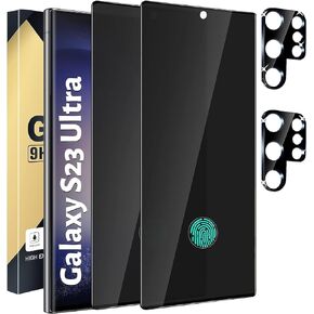 CWQZGUF 2+2 واقي شاشة للخصوصية الفائقة لهاتف Galaxy S23 - عبوتان من فيلم الخصوصية + عبوتان من عدسات الكاميرا من الزجاج المقسى، خالٍ من الفقاعات عالية الوضوح، حماية ضد التجسس لهاتف Samsung S23 Ultra 5G in Kuwait