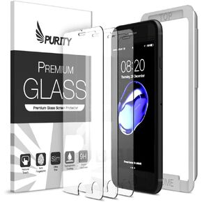 Purity Glass Screen Protector for iPhone 8 / iPhone 7 / SE 2020 (3-Pack) [w/Installation Frame] Tempered Glass Screen Protector Compatible with Apple iPhone SE 2nd Gen, 8, 7 (4.7-in) [Case Friendly] in Kuwait