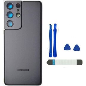 Phantom Sliver for Samsung Galaxy S21 Ultra Back Glass Cover Waterproof Housing Door with Camera Glass Lens and Tape Parts Replacement for Samsung Galaxy S21 Ultra 5G + Tools