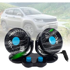 zmoso 12V Car Fans, Cooling Air Fan Powerful Dashboard Electric Car Fan with 360 Degree Adjustable Dual Head That Plugs into Cigarette Lighter Low Noise Automobile Vehicle Fan for Sedan SUV RV Boat in Kuwait
