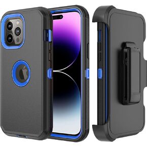 حافظة هاتف TASHHAR لهاتف iPhone 14 Pro، حافظة حماية متينة مضادة للصدمات مع حافظة بمشبك حزام لهاتف Apple iPhone 14 Pro 6.1 5G 2022 (أزرق داكن)