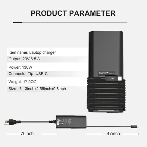 130 واط شاحن الكمبيوتر المحمول USB C لديل XPS 15 9500 9510 9530 9500 XPS 17 9700 9710 الدقة 3550 3551 5470 5530 5550 5750 5560 3571 خط العرض 5420 5510 5520 7410 9410 نوع C سلك الطاقة in Kuwait