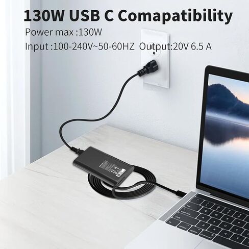 130 واط شاحن الكمبيوتر المحمول USB C لديل XPS 15 9500 9510 9530 9500 XPS 17 9700 9710 الدقة 3550 3551 5470 5530 5550 5750 5560 3571 خط العرض 5420 5510 5520 7410 9410 نوع C سلك الطاقة in Kuwait