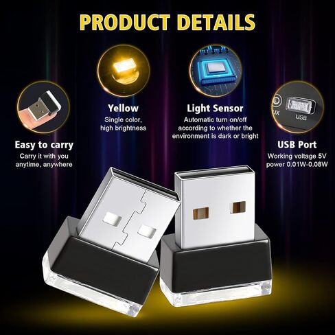 Ouzorp 2 قطعة مصباح LED USB صغير، إضاءة داخلية للسيارة LED DC 5V ذكي USB LED لإضاءة لوحة مفاتيح الكمبيوتر المحمول لتزيين المنزل والمكتب، مصباح ليلي، أحمر in Kuwait