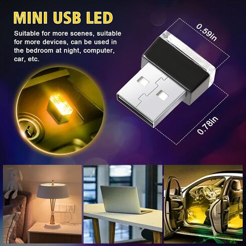 Ouzorp 2 قطعة مصباح LED USB صغير، إضاءة داخلية للسيارة LED DC 5V ذكي USB LED لإضاءة لوحة مفاتيح الكمبيوتر المحمول لتزيين المنزل والمكتب، مصباح ليلي، أحمر in Kuwait