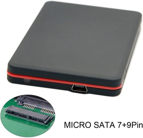 1.8" Micro SATA 16pin SSD to 2.5" SATA 22pin 7+15 Hard Disk case Enclosure White 7mm Height in Saudi Arabia