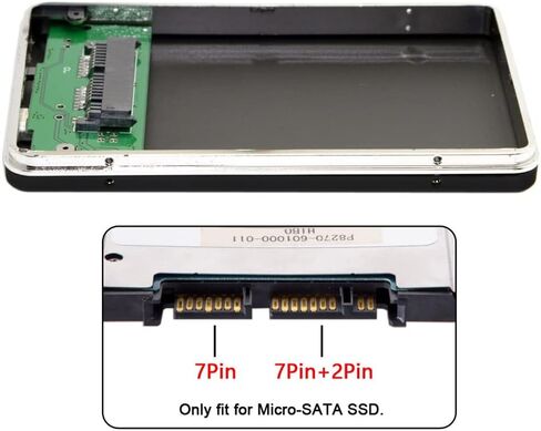 1.8" Micro SATA 16pin SSD to 2.5" SATA 22pin 7+15 Hard Disk case Enclosure White 7mm Height in Saudi Arabia