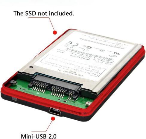 1.8" Micro SATA 16pin SSD to 2.5" SATA 22pin 7+15 Hard Disk case Enclosure White 7mm Height in Saudi Arabia