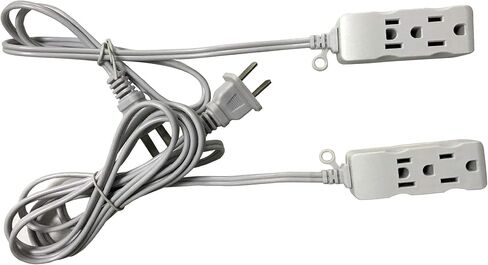 3 Outlet Surge Protector Power Strip, Input :2 Flat pins,Output:3X3pins,3FT,6Ft,9Ft,15Ft Long Extension Cord, with 3rd Grounding Pin,White (4.5m/15Ft) in Kuwait