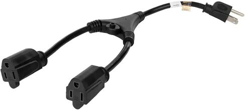 مونوبرايس مقسم سلك الطاقة - 6 قدم - أسود | NEMA 5-15P إلى 2X NEMA 5-15R، 16AWG، 13A، SJT، توصيل جهازين بمنفذ طاقة واحد in Kuwait