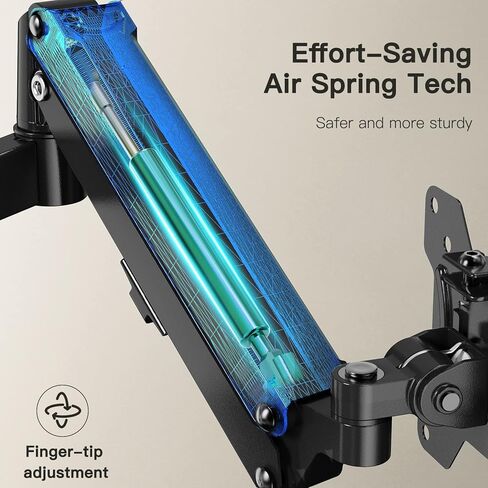 طقم حامل مكتبي بشاشة واحدة مقاس 13 بوصة - 32 بوصة من ErGear، أذرع زنبركية غازية كاملة الحركة مع قاعدة تثبيت بمشبك/حلقة معدنية، تحمل شاشة كمبيوتر يصل وزنها إلى 17.6 رطل/ذراع مع VESA 75/100 مم، أسود in Kuwait