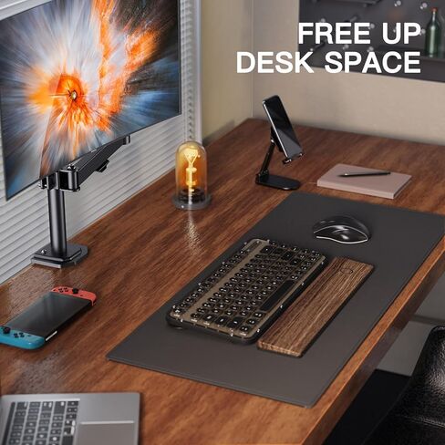 طقم حامل مكتبي بشاشة واحدة مقاس 13 بوصة - 32 بوصة من ErGear، أذرع زنبركية غازية كاملة الحركة مع قاعدة تثبيت بمشبك/حلقة معدنية، تحمل شاشة كمبيوتر يصل وزنها إلى 17.6 رطل/ذراع مع VESA 75/100 مم، أسود in Kuwait