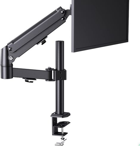 طقم حامل مكتبي بشاشة واحدة مقاس 13 بوصة - 32 بوصة من ErGear، أذرع زنبركية غازية كاملة الحركة مع قاعدة تثبيت بمشبك/حلقة معدنية، تحمل شاشة كمبيوتر يصل وزنها إلى 17.6 رطل/ذراع مع VESA 75/100 مم، أسود in Kuwait