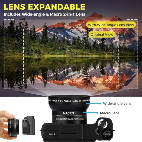 كاميرا رقمية بدقة 4K مع 8 مجموعات من فلاتر الألوان، وكاميرات بدقة 48 ميجابكسل للتصوير الفوتوغرافي لكاميرا تسجيل الفيديو لكاميرا التركيز التلقائي على YouTube وكاميرا التوجيه والتقاط مع شاشة قلاب وزاوية واسعة وعدسة ماكرو وبطاريات in Kuwait